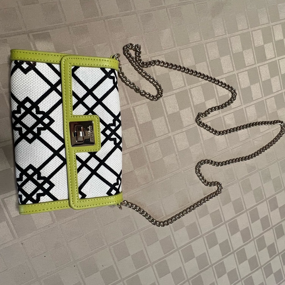 Spartina 449 Purse Daufuskie Island Natural Linen Leather Crossbody 7.5” X 5.25”